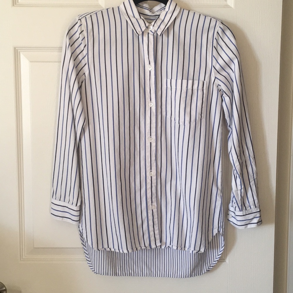 Madewell white striped button down top sz Xxs